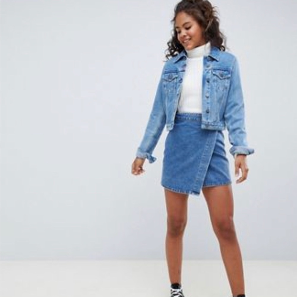 Denim wrap skirt